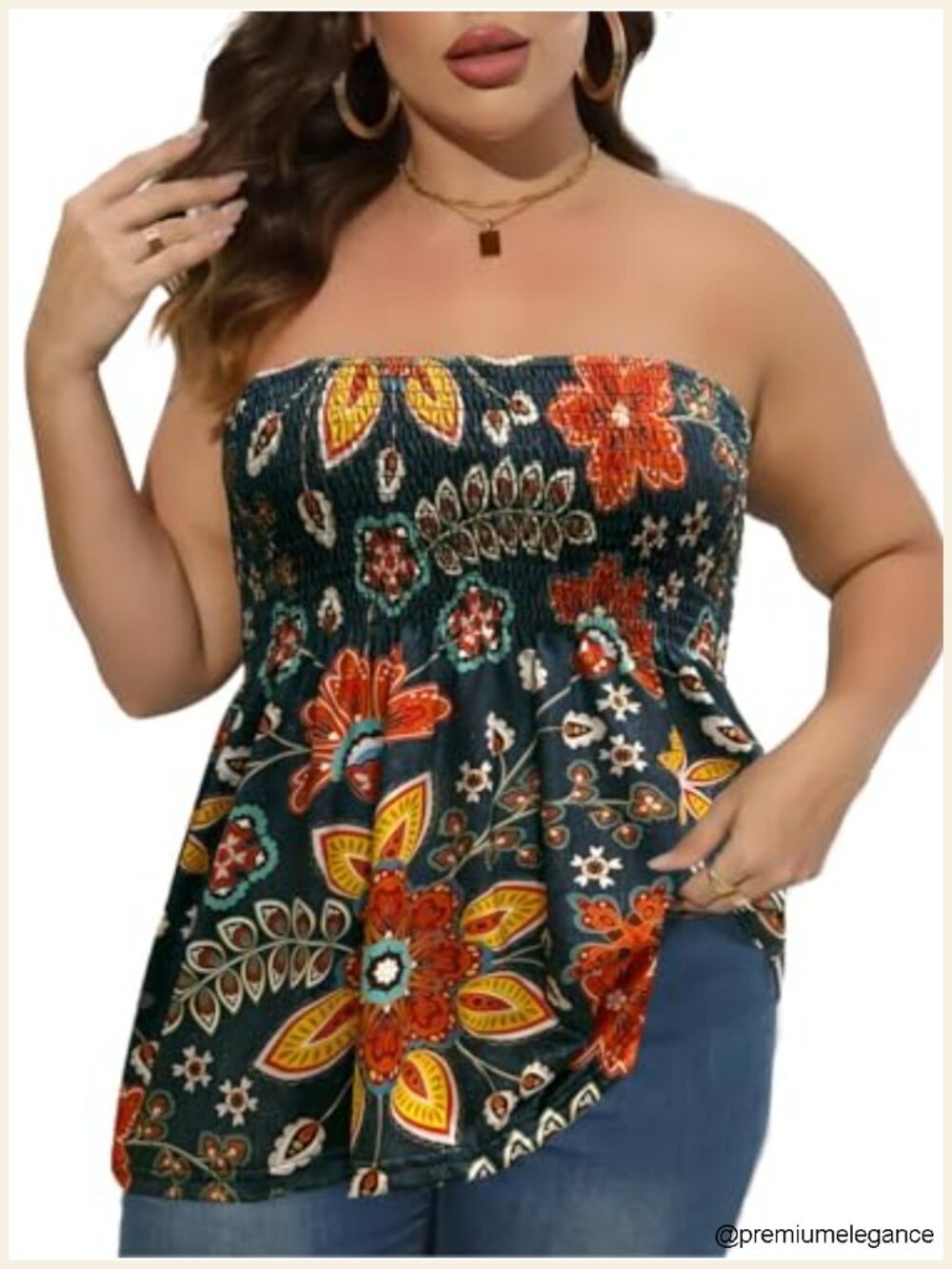 Women Plus Size Strapless Pleated Tube Top Casual Summer Beach Tunic